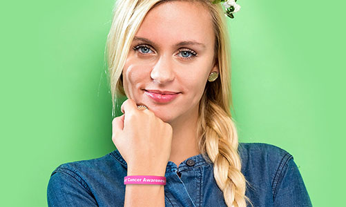 Girl wearing a silicone bracelet
