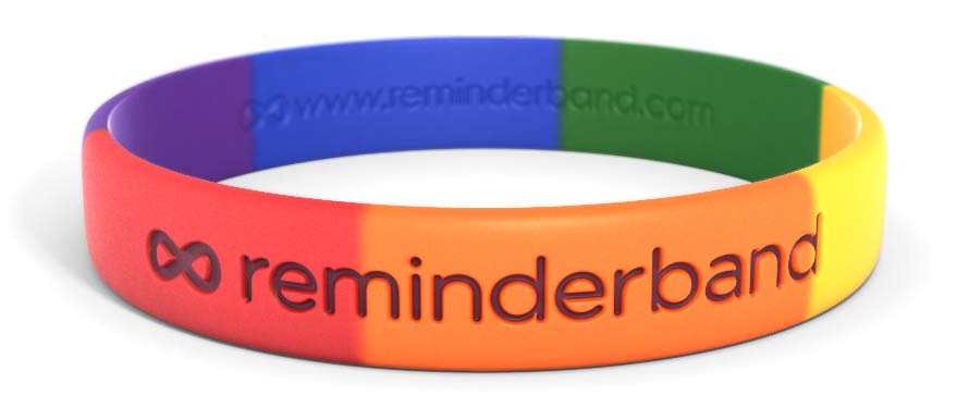 Custom Rubber Wristbands, Rainbow, Classic Color-fill